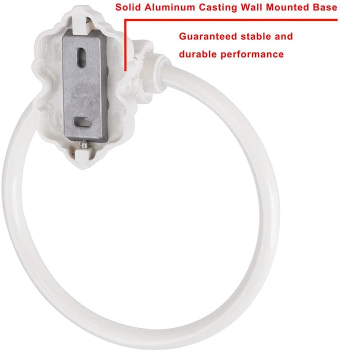 SDH Bathroom Towel Ring - Vintage Style Cream Towel Hanger - Wall Mount Kitchen & Bathroom Hand Towel Holder - Pack of 1 Heavy Duty Decorative Aluminum Hanging Ring for Bathroom - Image 5